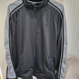 Men's Starter Track Jacket XL Black Gray Full Zip Athletic Warm Up Coat Sports